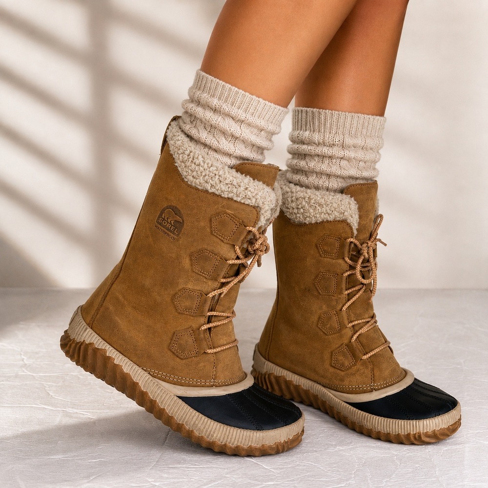 Sorel Out N About‎ Plus Tall Women 8.5 Waterproof Leather Snow Boots Gorpcore
